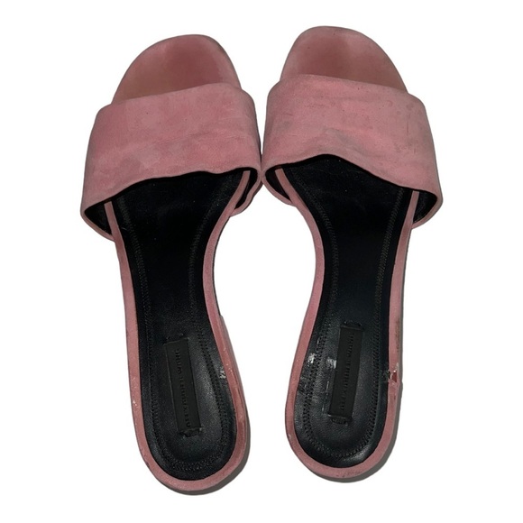 Alexander Wang Lou Pink Suede Slide Sandals - Picture 5 of 10